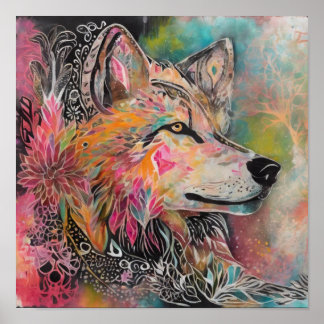 Poster Retrato Whimsical Wolf