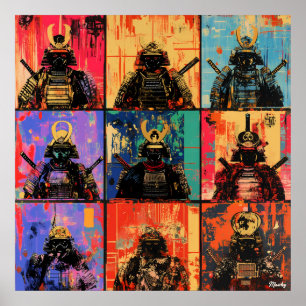 Poster Retratos de Guerreiros Samurais na Ousada Arte de