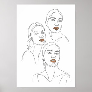 Poster Retratos de Mulheres em Linhas Minimalistas