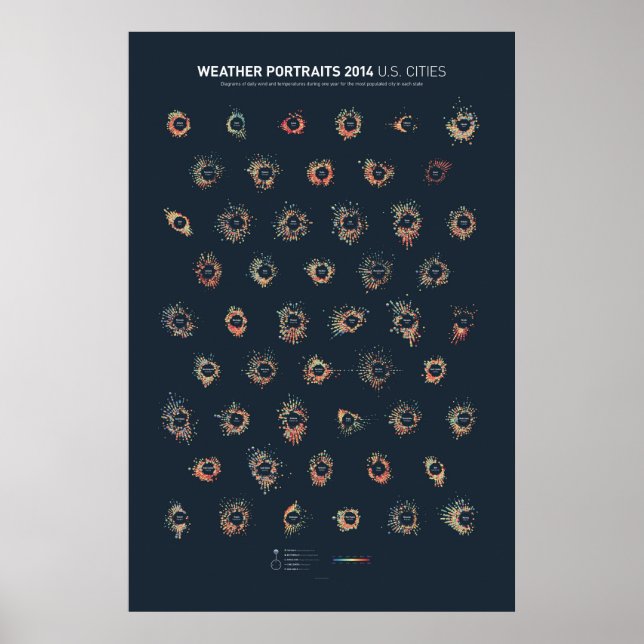 Poster Retratos meteorológicos 2014: Cidades dos EUA (Frente)
