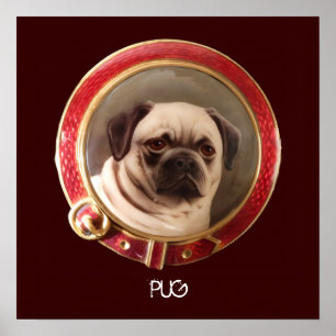 Poster RETRATOS MINIATURA DE CÃES VITORIANOS Pug