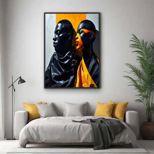 Pôster Retratos Modernos Negros Abstrato Arte Geométrica