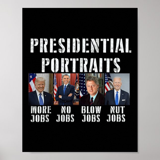 Poster Retratos Presidenciais Humoristas Trump Obama Bide (Frente)