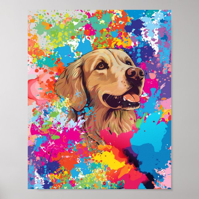 Poster Retriever de Ouro de abertura de cores - Cachorro  (Frente)