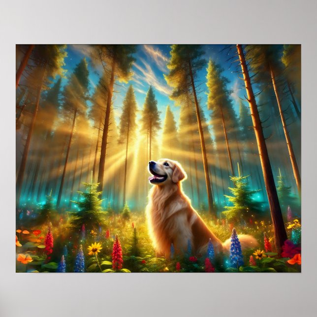 Poster Retriever de ouros na Floresta Encantada (Frente)