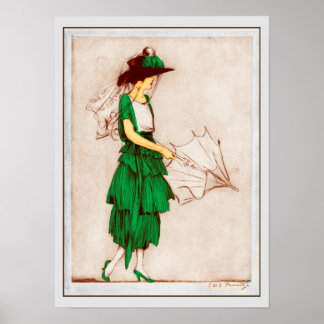 Poster Retro 1920 Lady in Green Vress