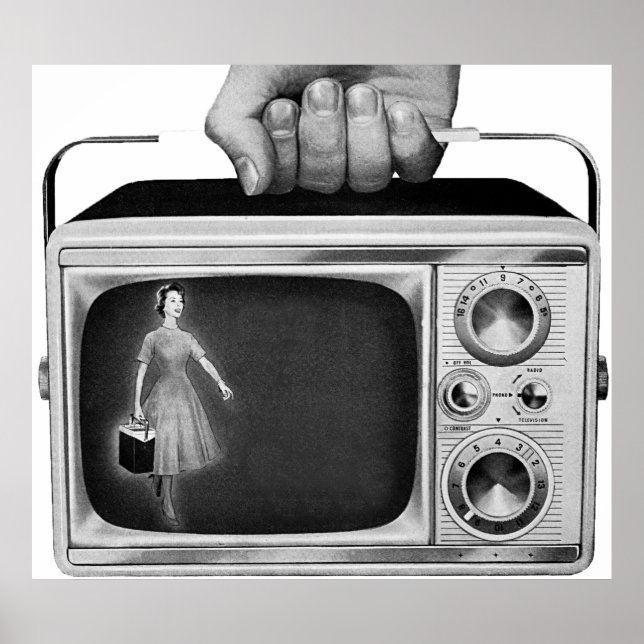 Poster Retro 1950s Portable TV Mid-Century (Frente)