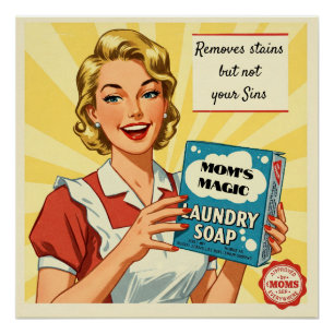 Pôster Retro 1950s Vintage Laundry Soap Advertisement