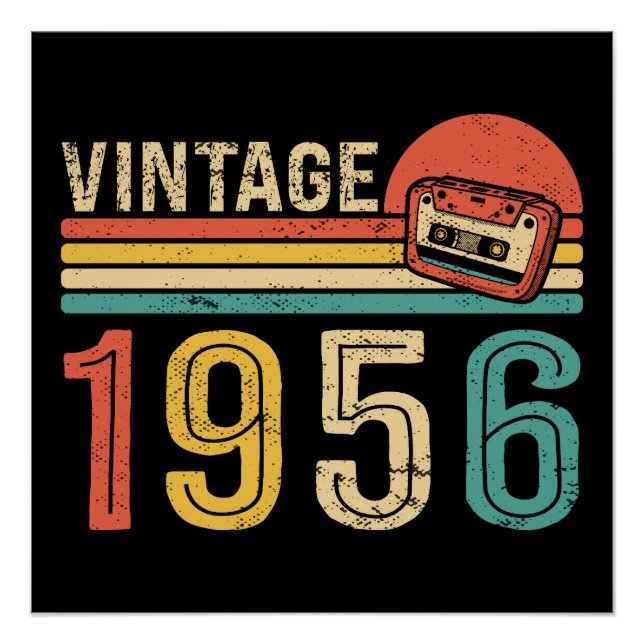 Pôster Retro 1956 Birthday Idea Music Cassette Tape Bday (Frente)