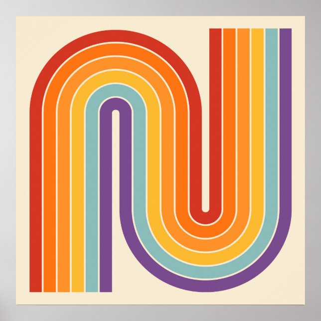 Poster Retro 1970s Style Arched Stripes Geometric Pattern (Frente)