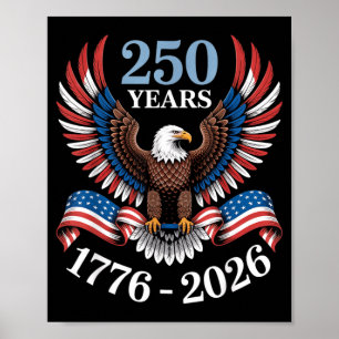 Poster Retro 250 Anos Águia Patriótica Americana 250º 4º