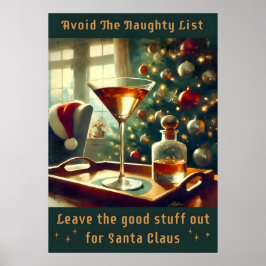 Poster Retro 50s Avoid The Naughty List Christmas Martini