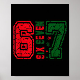 Poster Retro 67 Divertido Seis Sete Meme 6 7 Número Natal