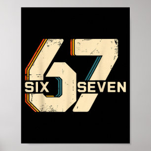 Poster Retro 67 Seis Sete 6 7 Número Vintage 67 Meme Home