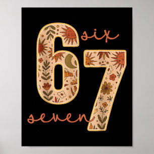 Poster Retro 67 Seis Sete Boho Floral Retro Flores da Lua