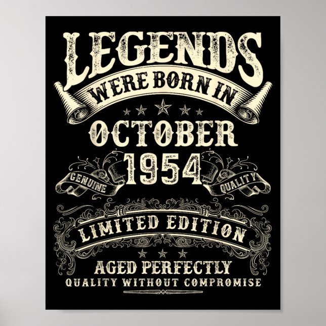 Poster Retro 71st Birthday For Men 71 Year Old October 19 (Frente)