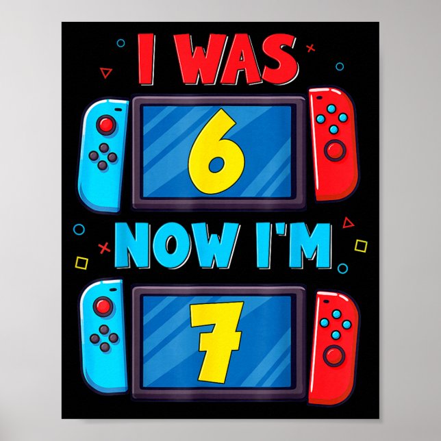 Poster Retro 7th Birthday Boy I Was 6 Now I'm 7 Year Old  (Frente)