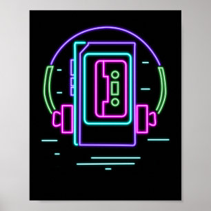 Poster Retro 80s 90s Neon Walkman