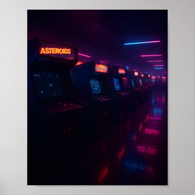 Poster Retro 80s Arcade Gaming Aesthetic Neon Lights (Frente)