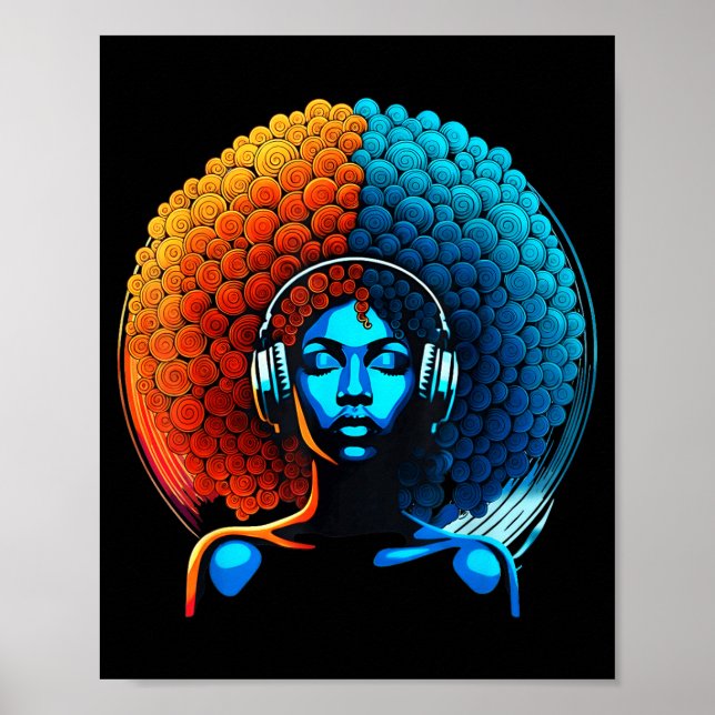 Poster Retro 80s Funk Afro Girl Disco Soul African Americ (Frente)