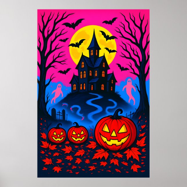 Poster Retro 80s Style Halloween Pop Art (Frente)