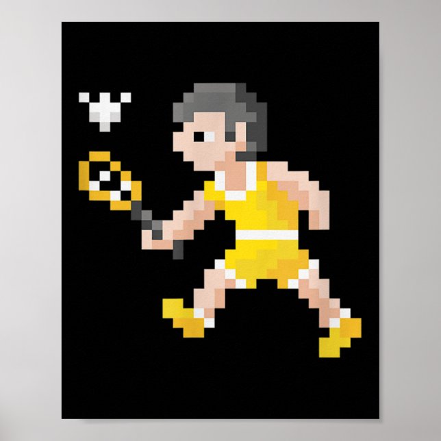 Poster Retro 80s Video Game Pixel Art Badminton Player  (Frente)