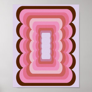 Poster Retro Abstrato cor-de-rosa ondulado