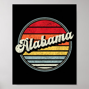 Poster Retro Alabama Home State Style 70s Sunset Men