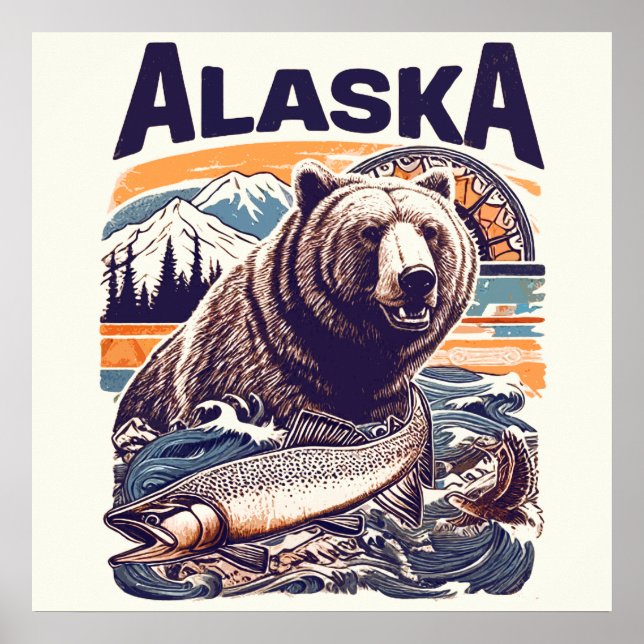 Poster Retro Alaska Nature (Frente)