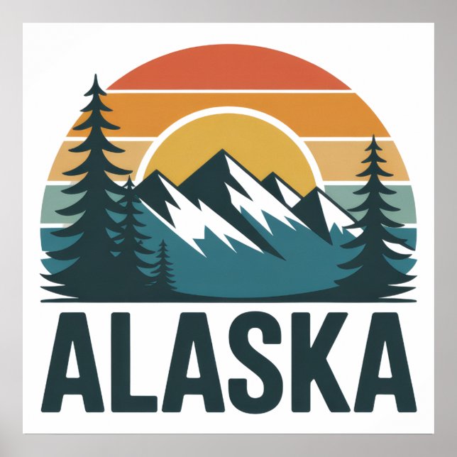 Poster Retro Alaska Sunset Adventure  (Frente)