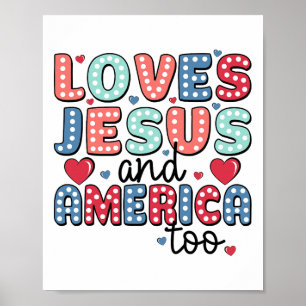 Poster Retro ama Jesus e América a Deus, cristão 4t