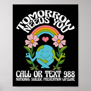 Poster Retro Amanhã Precisa De 988 Para A Prevenção Do Su