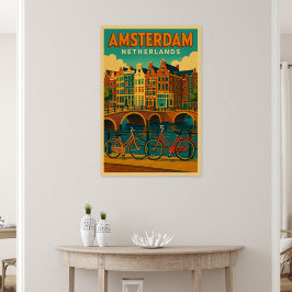 Pôster Retro Amsterdã Holanda