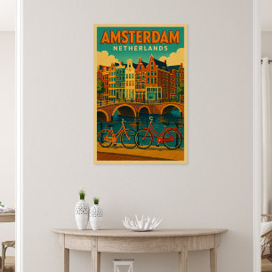 Pôster Retro Amsterdã Holanda