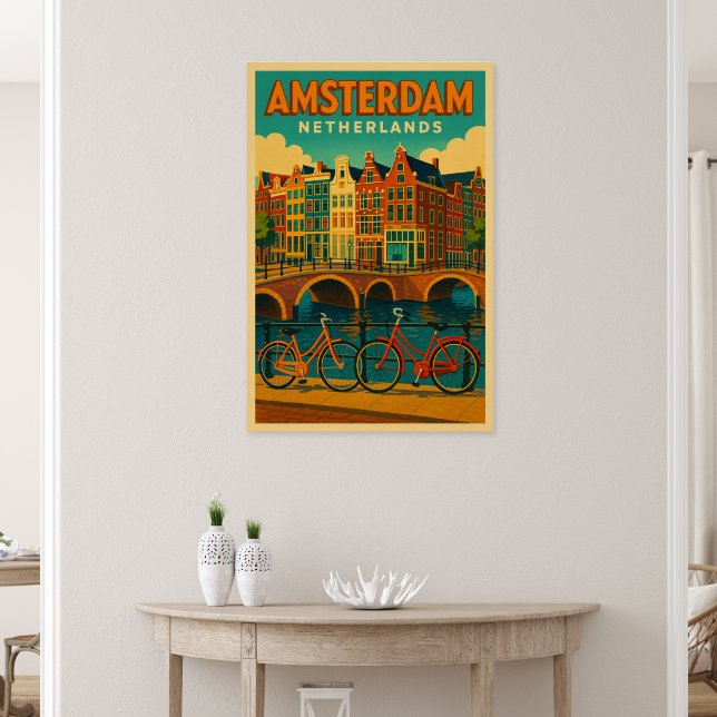 Pôster Retro Amsterdã Holanda (Criador carregado)