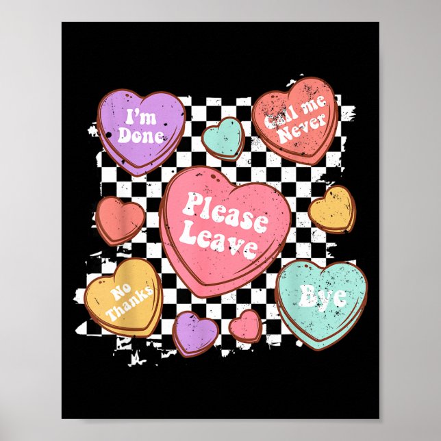 Poster Retro Anti Valentines Funny Valentine Candy Heart  (Frente)