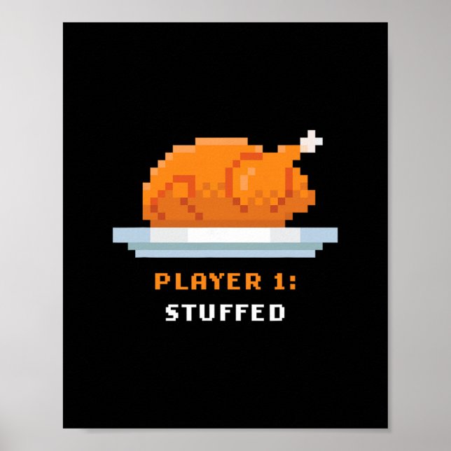 Poster Retro Arcade Pixelated Game Turkey – Player 1 Stuf (Frente)