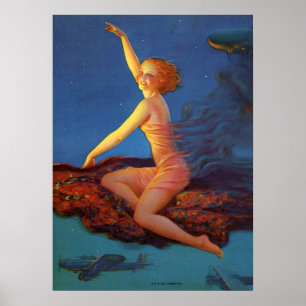 Poster Retro Art Impressão, "Vamos para a América" Eggles