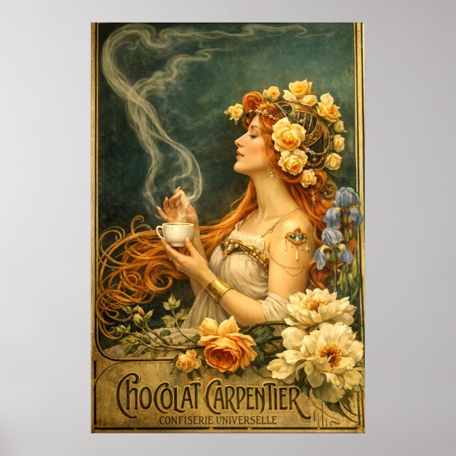 Poster Retro Art Nouveau Chocolate Ad  (Frente)