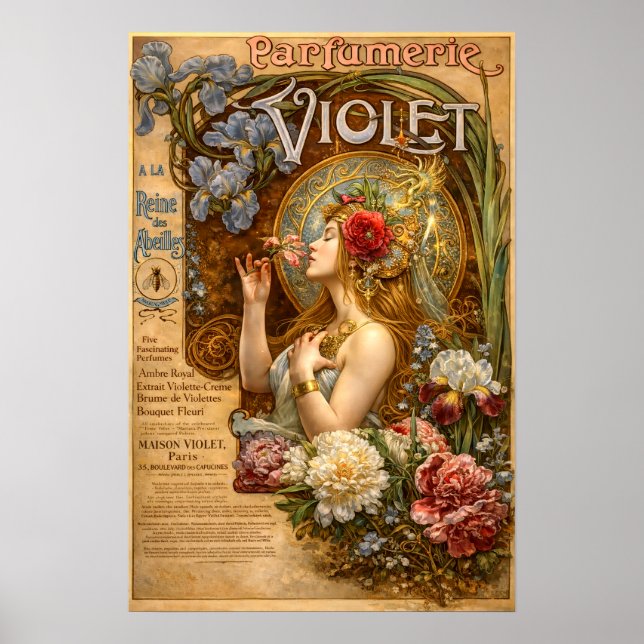 Poster Retro Art Nouveau French Perfume Ad (Frente)