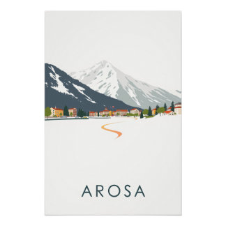Pôster Retro Art Noveau Arosa Swiss Travel