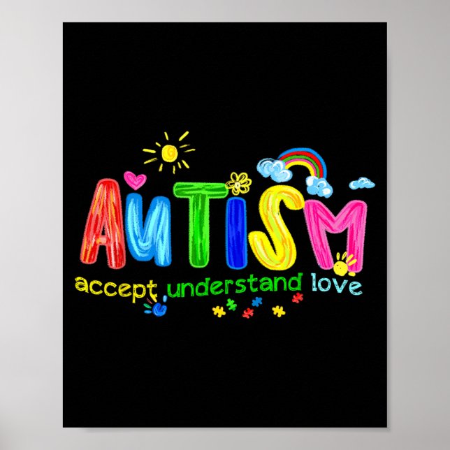 Poster Retro Autismo Aceitar Entender Amar Ser (Frente)