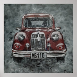 Poster retro, automóvel, automóvel,