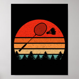 Poster Retro Badminton Racket Shuttle Engraçado Badminton