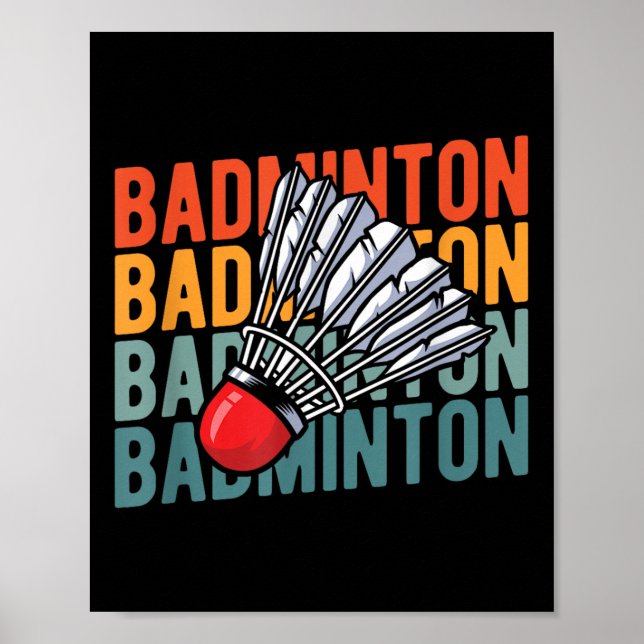 Poster Retro Badminton Racket Team - Player Vintage Shutt (Frente)