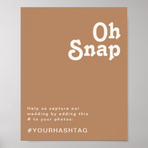 Poster Retro Beach Brown Oh Snap Hashtag Sinal