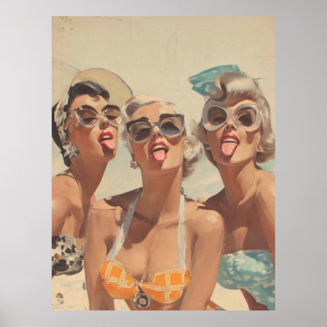 Poster Retro Beach Pin-Up Vibes (Frente)