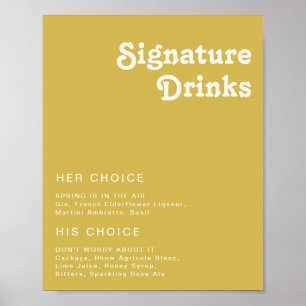 Poster Retro Beach   Placa de Drinks Gold Signature