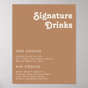 Poster Retro Beach   Sinal de Bebidas com a Assinatura Br