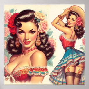 Poster Retro Beauty Mulher Mexicana